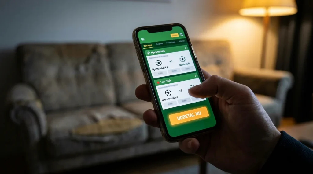 Cash out-knap aktiveret på spilleside under live-kamp