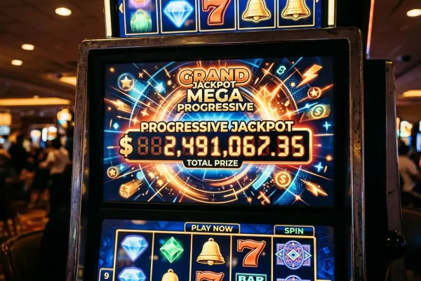 Progressiv jackpot-pulje vises på spilleautomat