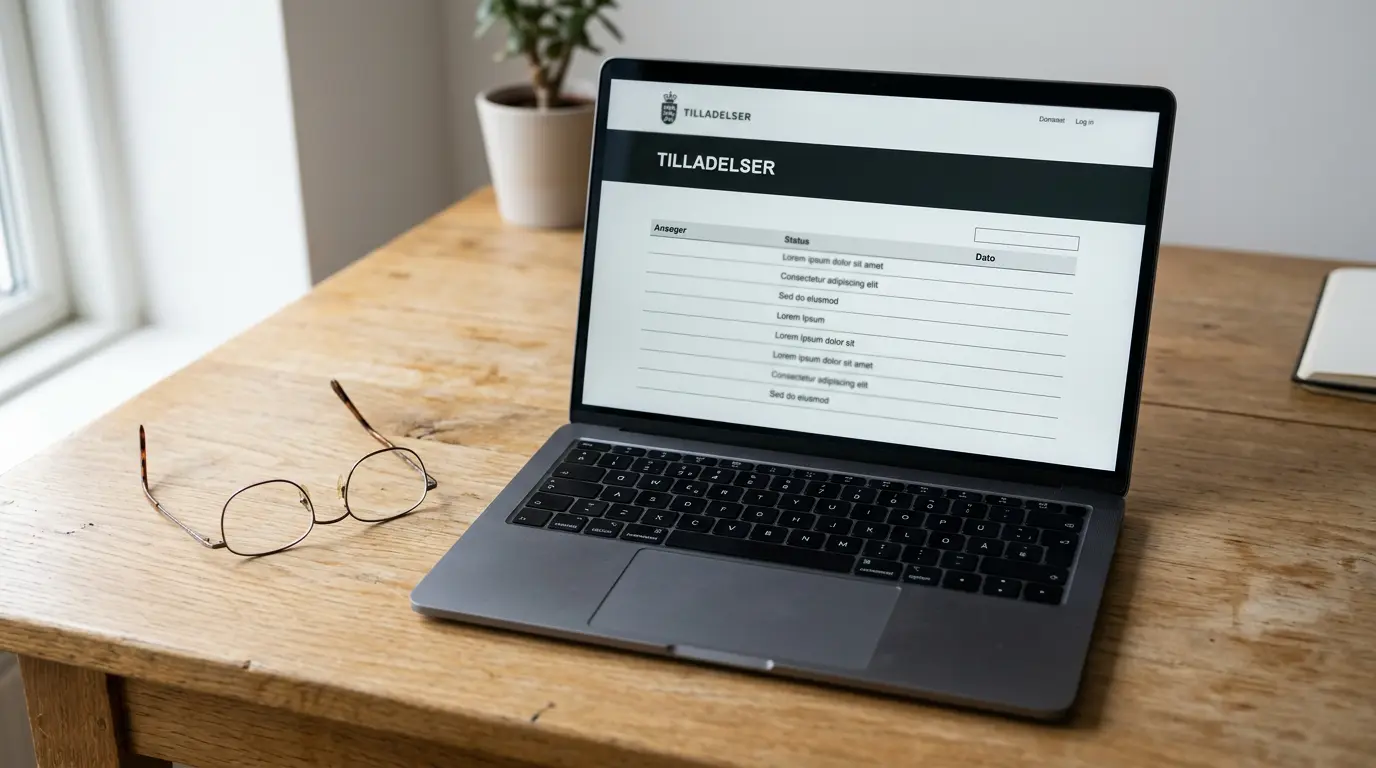 Spillemyndighedens licensregister åbent på en bærbar computer