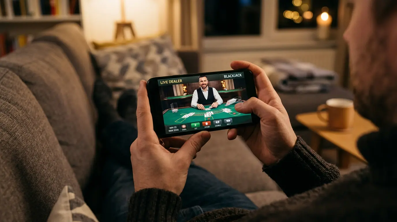 Live casino spillet på smartphone