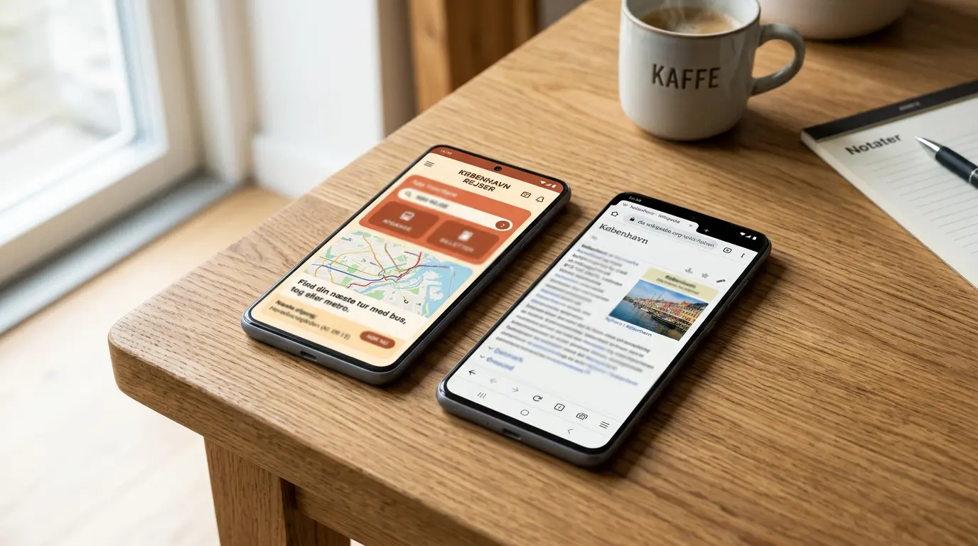 Sammenligning af native app og browserbaseret spilside